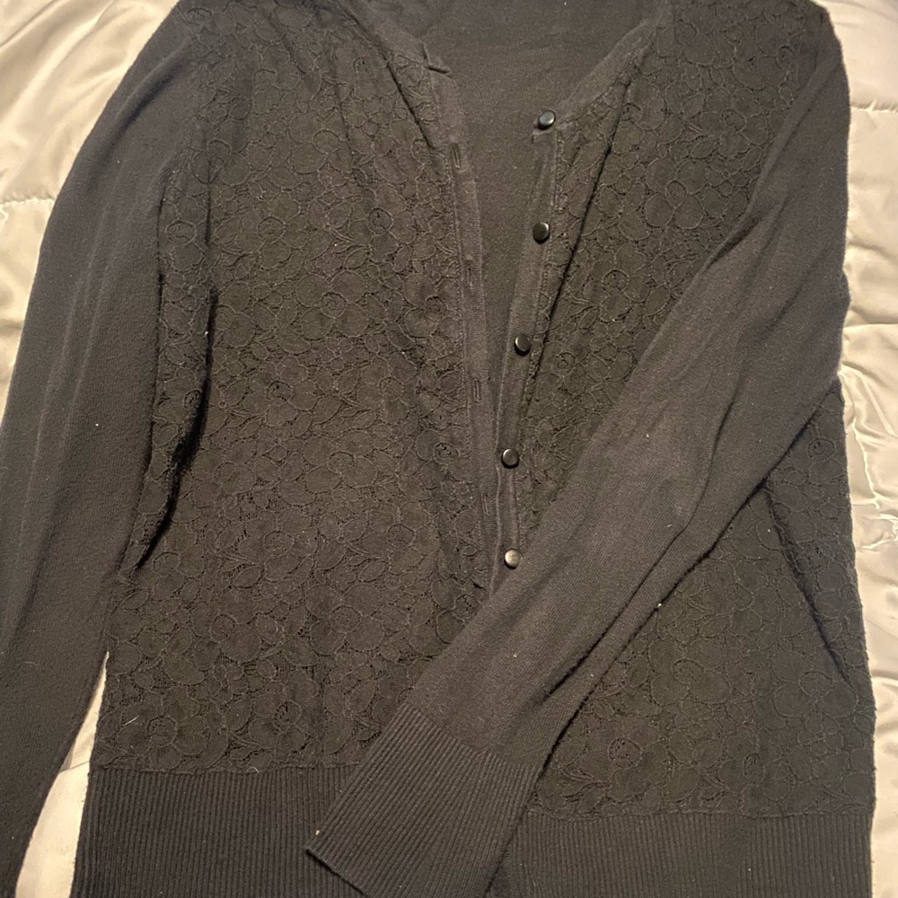 Floral Pattern Black Sweater